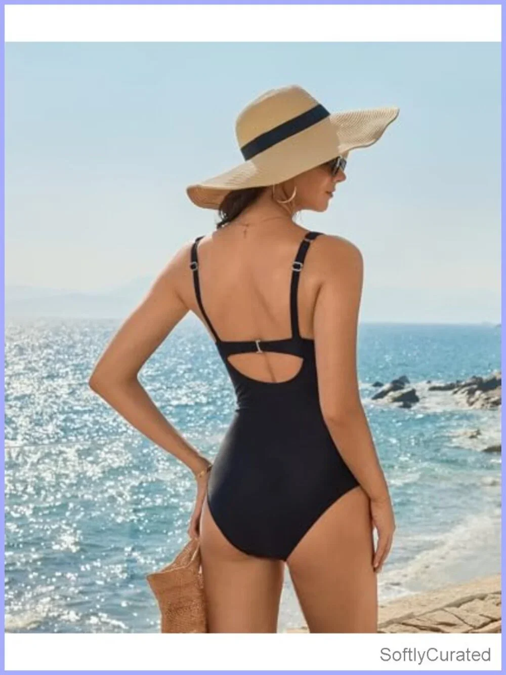 Women Tummy Control One Piece Ruched Underwire Criss Cross Push Up V Neck